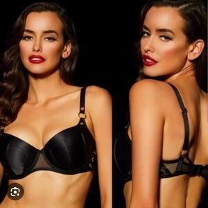 BNWT Honey Birdette Jerry Balconette Pushup Bra Black 32C